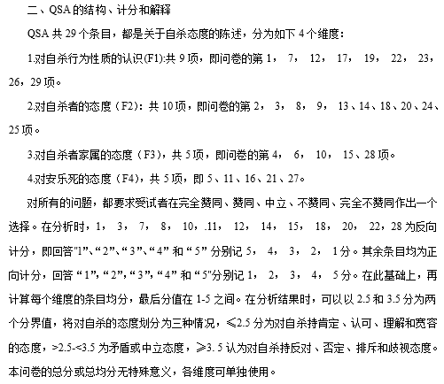 自杀态度问卷(QSA)，良好的重测信度，稳定性较好!-自遇智库