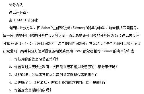 根酒精依赖调查表(MAST)，常用酒瘾筛查工具，高一致性和真实性！-自遇智库